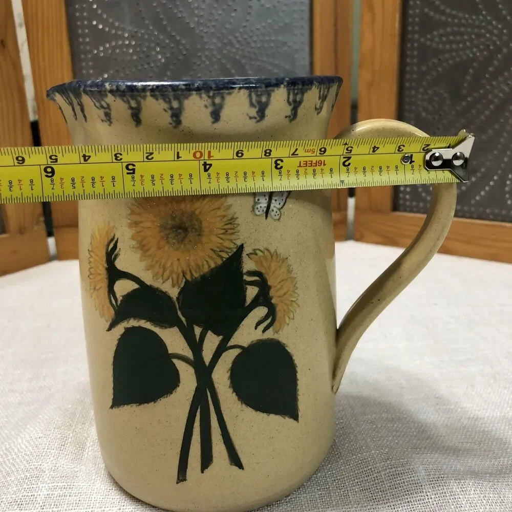 VTG 1996 Nancy Anderson Pennsylvania Pottery Sunflower Pitcher Signed USA